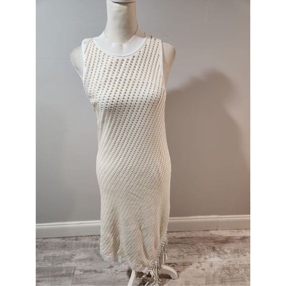 JONATHAN SIMKHAI Ivory Chelle Pointelle Dress Size Large - Picture 2 of 10